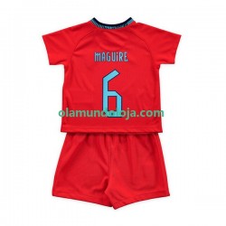 Camisola Inglaterra Maguire 6 Criança Equipamento Segundo Copa do Mundo 2022 Manga Curta